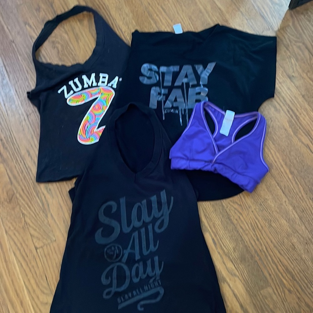 SOLD Bundle of Zumba shirts, bra